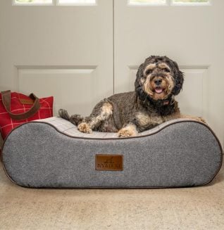 Medium Size Fabric Boneo In Dove Grey with Pewter Panels